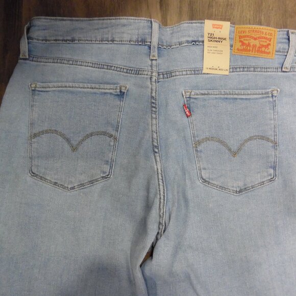 Levi's 721 High-Rise Skinny Lightwash Jeans Ladies Size 16 Med W33 L30 - Picture 7 of 11